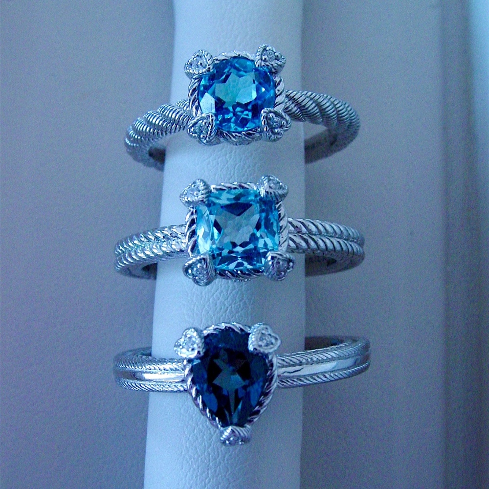 3 Sterling Judith Ripka Rings Sz. 7 Signed